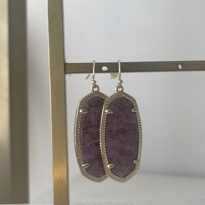 Kendra Scott Elle Gold Earrings in Bronze Veined Purple Magnesite